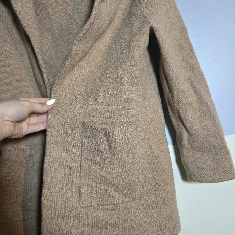 J. Crew Merino Wool Tan Women's Jacket Open Front Cardigan Sz Medium